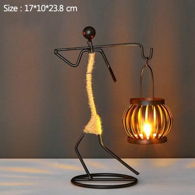 Handmade Metal Candle Holders with Figurine Design, Unique Decor for Living Room