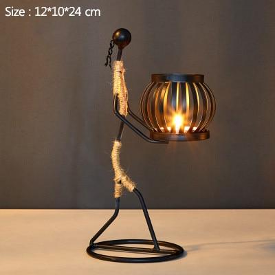 Handmade Metal Candle Holders with Figurine Design, Unique Decor for Living Room