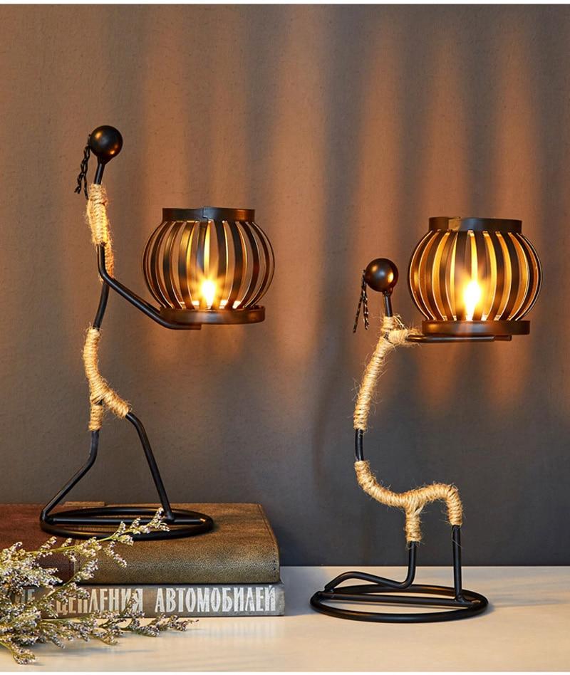 Handmade Metal Candle Holders with Figurine Design, Unique Decor for Living Room