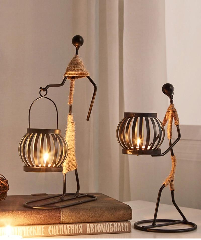 Handmade Metal Candle Holders with Figurine Design, Unique Decor for Living Room