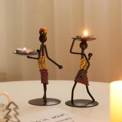 Handmade Metal Candle Holders with Figurine Design, Unique Decor for Living Room