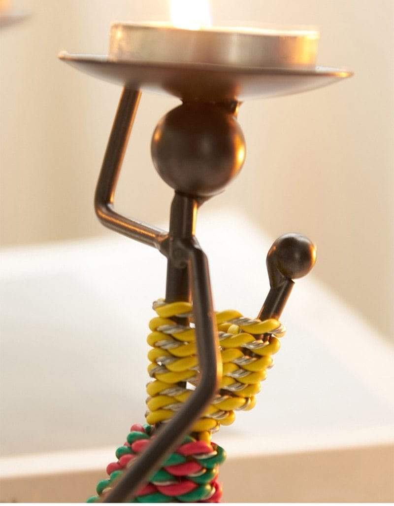 Handmade Metal Candle Holders with Figurine Design, Unique Decor for Living Room