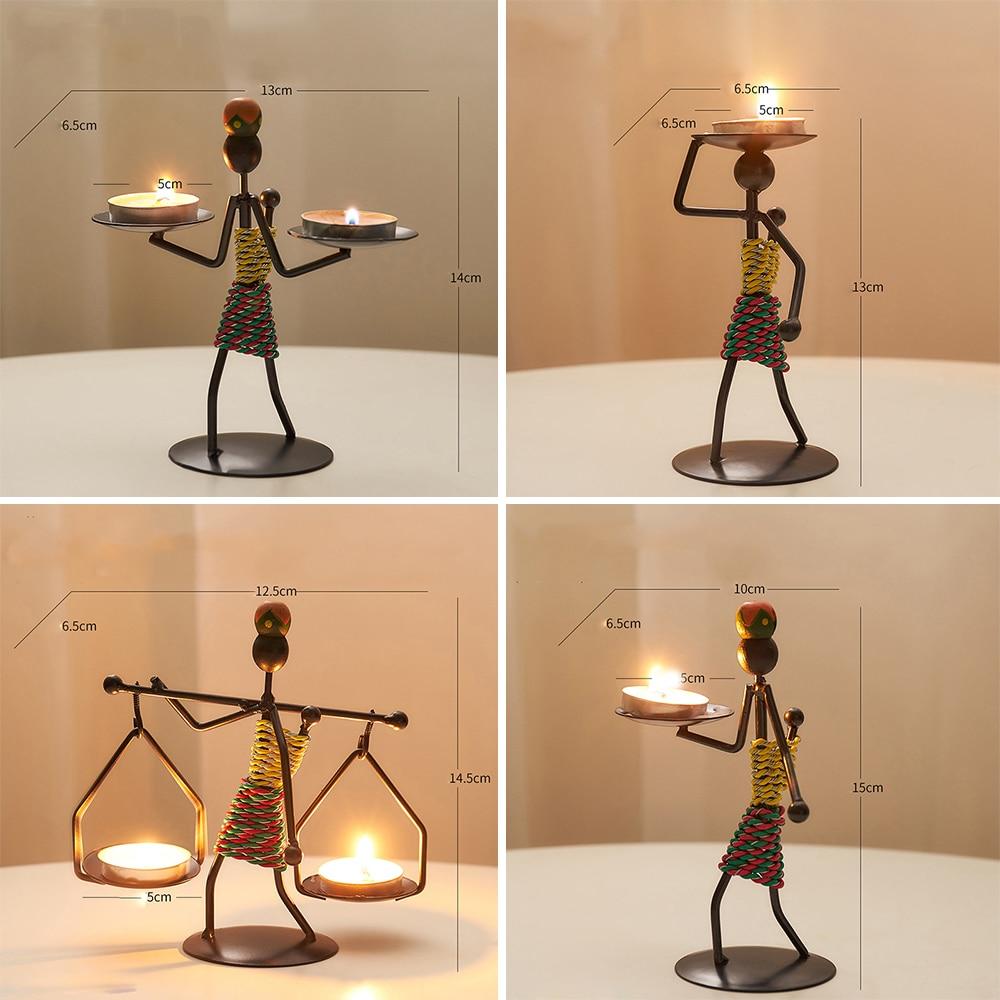 Handmade Metal Candle Holders with Figurine Design, Unique Decor for Living Room