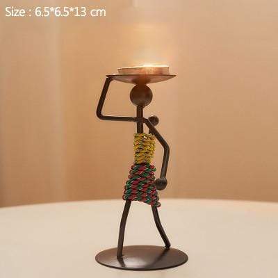 Handmade Metal Candle Holders with Figurine Design, Unique Decor for Living Room