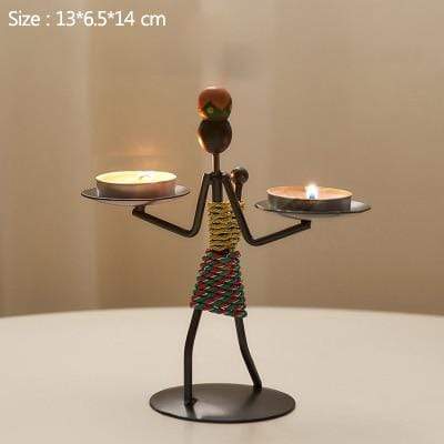 Handmade Metal Candle Holders with Figurine Design, Unique Decor for Living Room