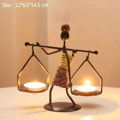 Handmade Metal Candle Holders with Figurine Design, Unique Decor for Living Room