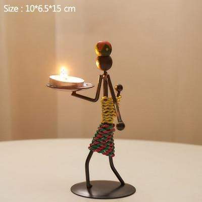 Handmade Metal Candle Holders with Figurine Design, Unique Decor for Living Room